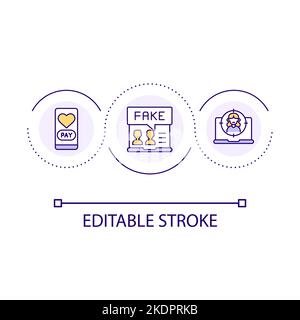 Fake online dating loop concept icon Stock Vector