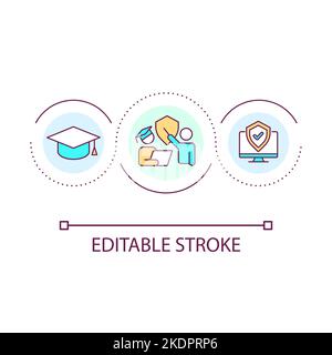 Cybersecurity education loop concept icon Stock Vector
