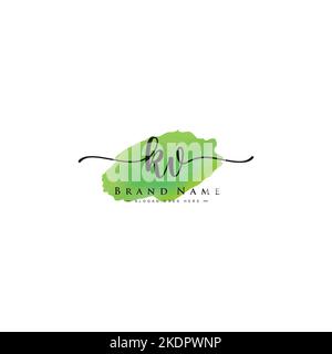 Simple Signature Logo for Alphabet KV - Signature for Photography and Fashion Business with Watercolor Stock Vector