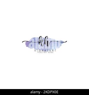 KH Simple Signature Logo - Watercolor Vector Logo Template for K and H Logo Stock Vector