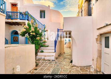 Castro is a medieval settlement in Chora of Folegandros island in Cyclades, Greece Stock Photo