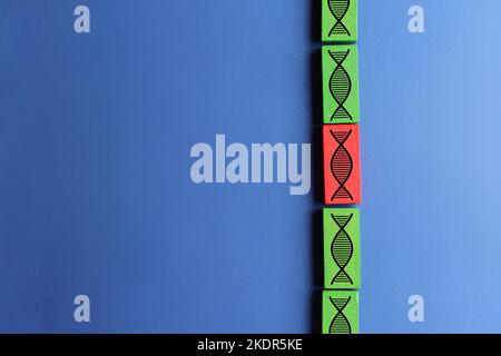 Damaged section of DNA. Genetic mutations. Genetic disorders, deviations. Paternity confirmation Stock Photo