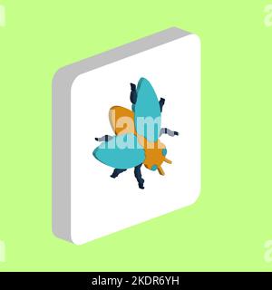 Insect Fly Simple vector icon. Illustration symbol design template for web mobile UI element. Perfect color isometric pictogram on 3d white square. In Stock Vector
