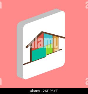 Cottage House Simple vector icon. Illustration symbol design template for web mobile UI element. Perfect color isometric pictogram on 3d white square. Stock Vector