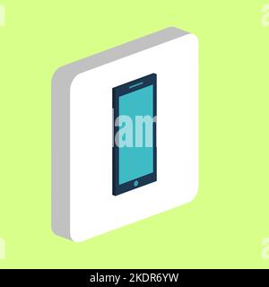 Smartphone Simple vector icon. Illustration symbol design template for web mobile UI element. Perfect color isometric pictogram on 3d white square. Sm Stock Vector