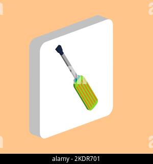 Turn Screw Simple vector icon. Illustration symbol design template for web mobile UI element. Perfect color isometric pictogram on 3d white square. Tu Stock Vector