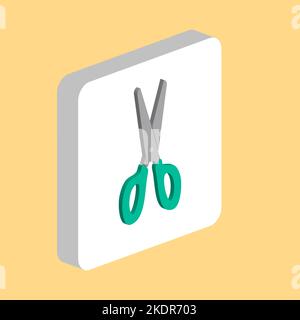 Scissors Simple vector icon. Illustration symbol design template for web mobile UI element. Perfect color isometric pictogram on 3d white square. Scis Stock Vector