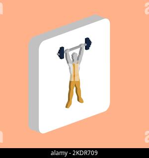 Strongman Weightlifter Simple vector icon. Illustration symbol design template for web mobile UI element. Perfect color isometric pictogram on 3d whit Stock Vector
