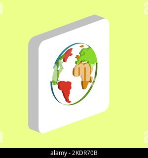 Globe Earth Simple vector icon. Illustration symbol design template for web mobile UI element. Perfect color isometric pictogram on 3d white square. G Stock Vector