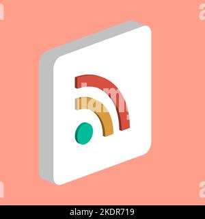 RSS Simple vector icon. Illustration symbol design template for web mobile UI element. Perfect color isometric pictogram on 3d white square. RSS icons Stock Vector