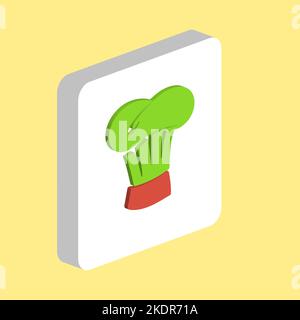 Chef Cap Simple vector icon. Illustration symbol design template for web mobile UI element. Perfect color isometric pictogram on 3d white square. Chef Stock Vector