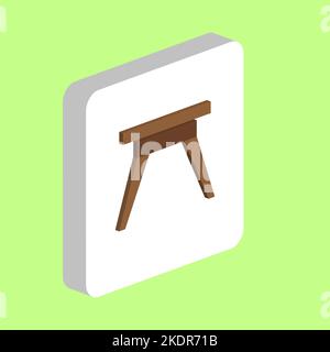 Camping Table Simple vector icon. Illustration symbol design template for web mobile UI element. Perfect color isometric pictogram on 3d white square. Stock Vector
