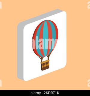 Hot Air Balloon Simple vector icon. Illustration symbol design template for web mobile UI element. Perfect color isometric pictogram on 3d white squar Stock Vector