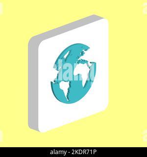 Earth World Map Simple vector icon. Illustration symbol design template for web mobile UI element. Perfect color isometric pictogram on 3d white squar Stock Vector