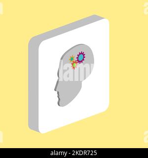 Head Gears Simple vector icon. Illustration symbol design template for web mobile UI element. Perfect color isometric pictogram on 3d white square. He Stock Vector