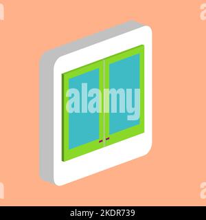 Window Simple vector icon. Illustration symbol design template for web mobile UI element. Perfect color isometric pictogram on 3d white square. Window Stock Vector