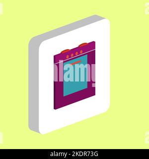 Gas Stove Simple vector icon. Illustration symbol design template for web mobile UI element. Perfect color isometric pictogram on 3d white square. Gas Stock Vector