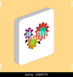 Mechanism, Gears Simple vector icon. Illustration symbol design template for web mobile UI element. Perfect color isometric pictogram on 3d white squa Stock Vector