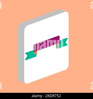 Ribbon Simple vector icon. Illustration symbol design template for web mobile UI element. Perfect color isometric pictogram on 3d white square. Ribbon Stock Vector