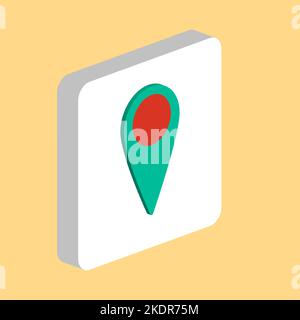 Mark, Map Pointer Simple vector icon. Illustration symbol design template for web mobile UI element. Perfect color isometric pictogram on 3d white squ Stock Vector