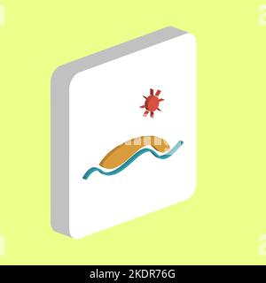 Island Simple vector icon. Illustration symbol design template for web mobile UI element. Perfect color isometric pictogram on 3d white square. Island Stock Vector