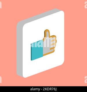 Thumbs Up, Like Simple vector icon. Illustration symbol design template for web mobile UI element. Perfect color isometric pictogram on 3d white squar Stock Vector