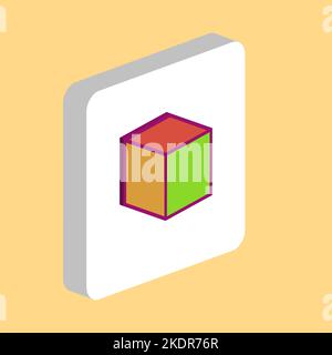 Cube Simple vector icon. Illustration symbol design template for web mobile UI element. Perfect color isometric pictogram on 3d white square. Cube ico Stock Vector
