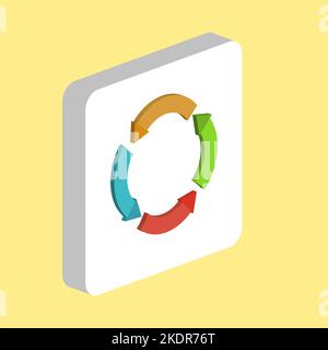 Circle Arrows Simple vector icon. Illustration symbol design template for web mobile UI element. Perfect color isometric pictogram on 3d white square. Stock Vector