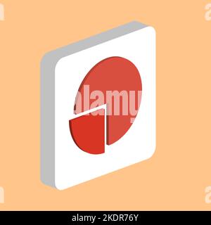 Pie Chart Simple vector icon. Illustration symbol design template for web mobile UI element. Perfect color isometric pictogram on 3d white square. Pie Stock Vector