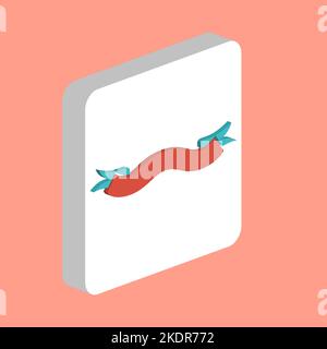 Banner Ribbon Simple vector icon. Illustration symbol design template for web mobile UI element. Perfect color isometric pictogram on 3d white square. Stock Vector