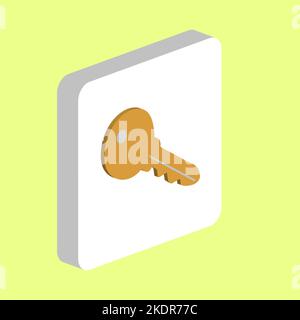 Key Simple vector icon. Illustration symbol design template for web mobile UI element. Perfect color isometric pictogram on 3d white square. Key icons Stock Vector