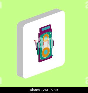 Cinema Camera Simple vector icon. Illustration symbol design template for web mobile UI element. Perfect color isometric pictogram on 3d white square. Stock Vector