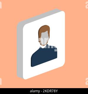 Male Avatar Simple vector icon. Illustration symbol design template for web mobile UI element. Perfect color isometric pictogram on 3d white square. M Stock Vector