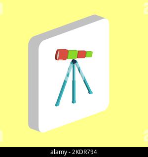 Telescope Simple vector icon. Illustration symbol design template for web mobile UI element. Perfect color isometric pictogram on 3d white square. Tel Stock Vector