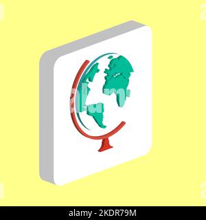 School Globe Simple vector icon. Illustration symbol design template for web mobile UI element. Perfect color isometric pictogram on 3d white square. Stock Vector