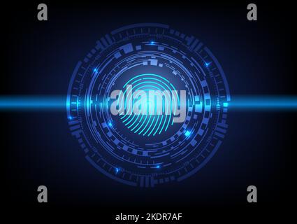 Abstract security concept. Fingerprint on futuristic technology background. Vector illustration. Stock Vector
