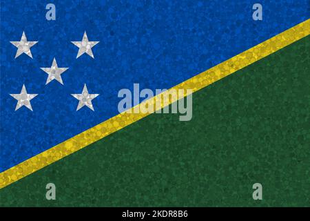Flag of Solomon Islands on styrofoam texture. national flag painted on the surface of plastic foam Stock Photo