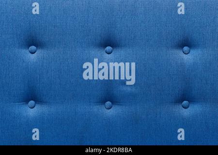Sofa leather blue upholstery texture background furniture luxury abstract button pattern style decor vintage. Stock Photo
