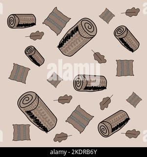 A cozy warm blanket and pillow pattern Stock Vector