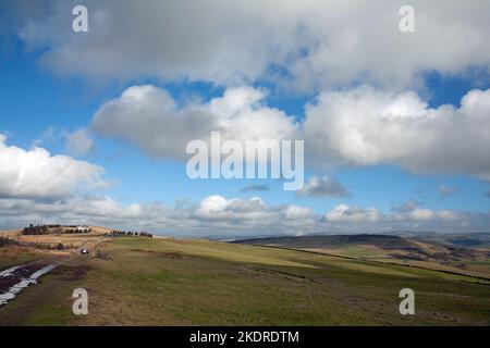 Bowstonegate above Lyme Park on a snowless winter day Cheshire England Stock Photo