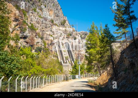 Oymapinar Dam area and road to Green Canyon in Manavgat region, Turkey. Stock Photo