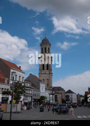 Lokeren, Belgium, August 27, 2022, the Saint Laurentius Church at the church square of Lokeren in Belgium Stock Photo