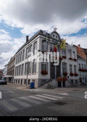 Lokeren, Belgium, August 27, 2022, The town hall of the city of Lokeren on the corner of the market and the vegetable market Stock Photo