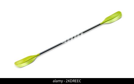 Green kayak paddle on white background Stock Photo