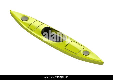 Green plastic kayak isolated on white background Stock Photo