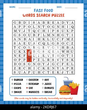 Snack Foods Word Search Puzzle  Word puzzles for kids, Free