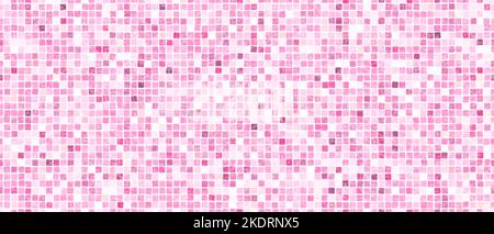 Pink pool mosaic tile seamless pattern. Abstract vector background. Shower or kitchen floor and wall decoration. Bathroom with modern interior design. Stock Vector