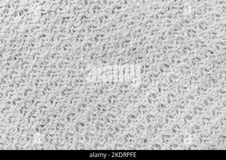 Fabric thread braid texture white knit pattern fiber material background textile woven light. Stock Photo