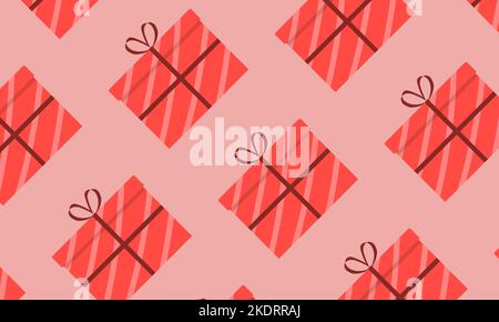 New gift wrapping paper with Christmas trees and gifts Stock Vector