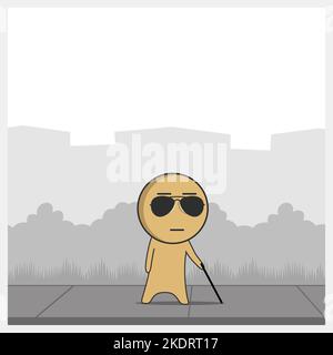 Blind man with a cane Stock Vector